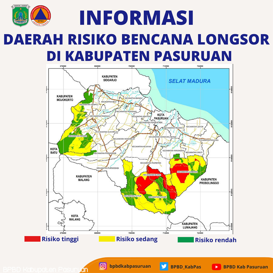 Daerah Risiko Bencana Tanah Longsor di Kabupaten Pasuruan