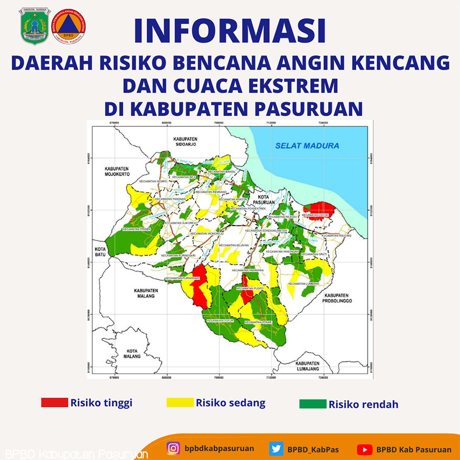 Daerah Risiko Bencana Cuaca Ekstrem di Kabupaten Pasuruan