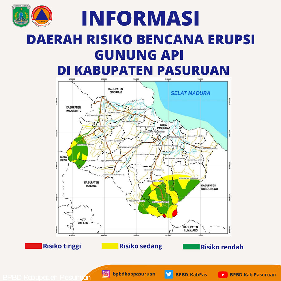 Daerah Risiko Bencana Erupsi Gunung Api di Kabupaten Pasuruan