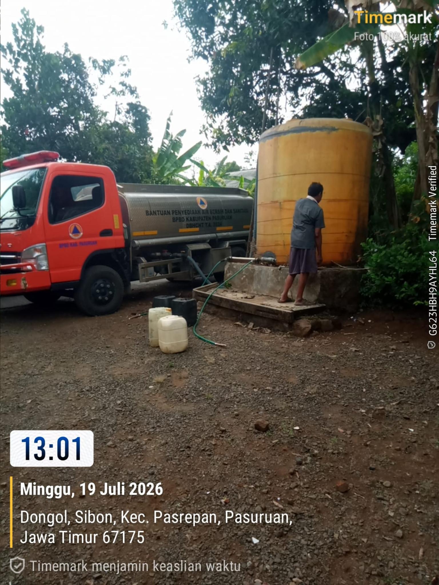 BPBD Kabupaten Pasuruan Distribusikan Air Bersih ke Pasrepan, Kondisi Kebencanaan Relatif Kondusif