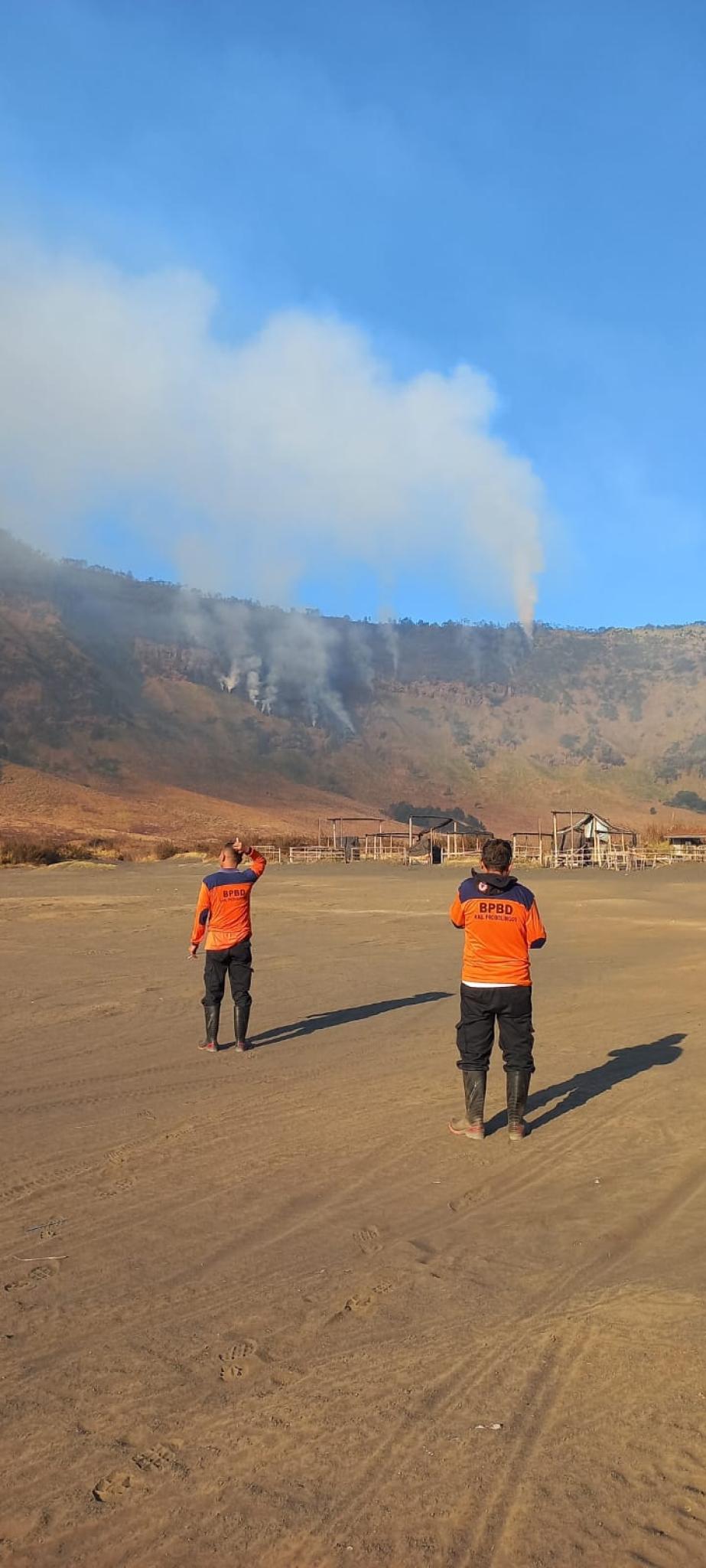BPBD Kabupaten Pasuruan Pantau Karhutla di Kawasan Bromo, Api Masih Terlihat di Bantengan