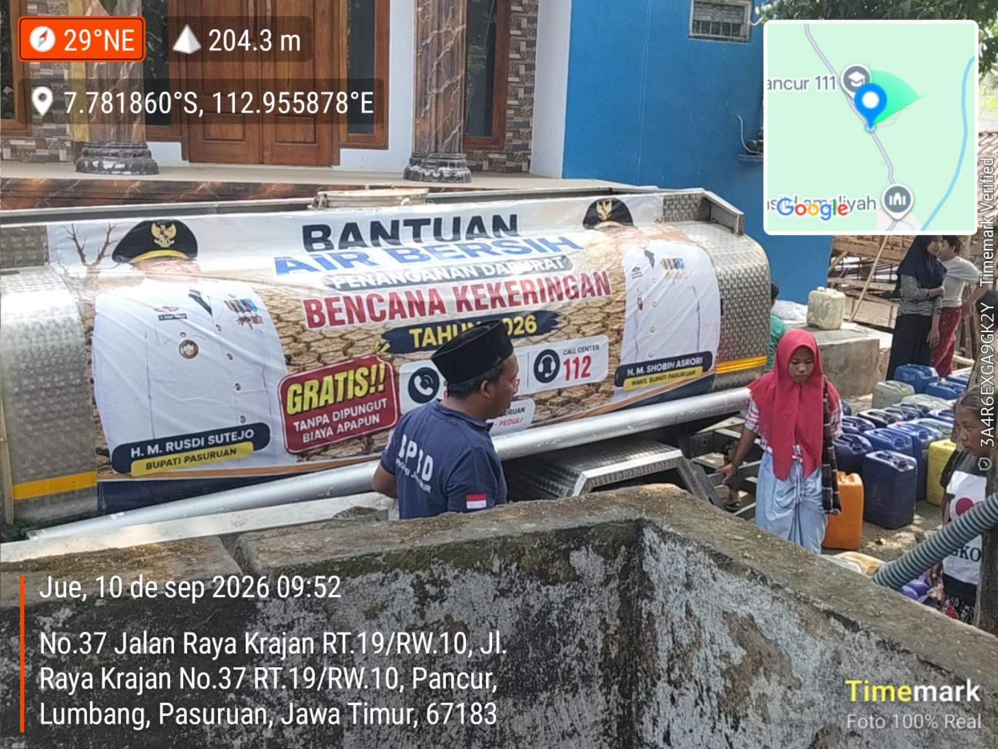 Kekeringan Makin Meluas, BPBD Pasuruan Distribusikan 18 Rit Air Bersih ke Lima Kecamatan